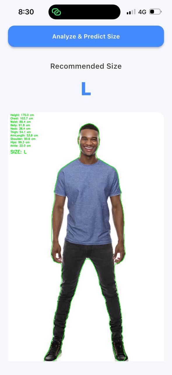 Fit Sizing App screen 2
