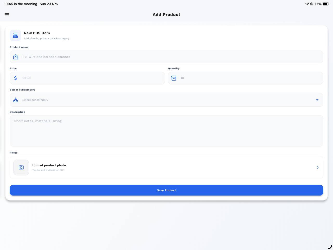 Flutter POS screen 4