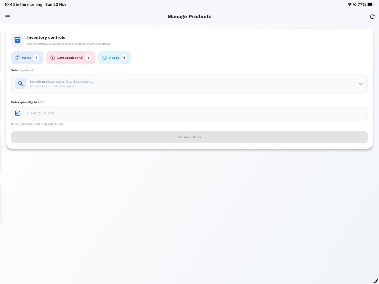 Flutter POS screen 5